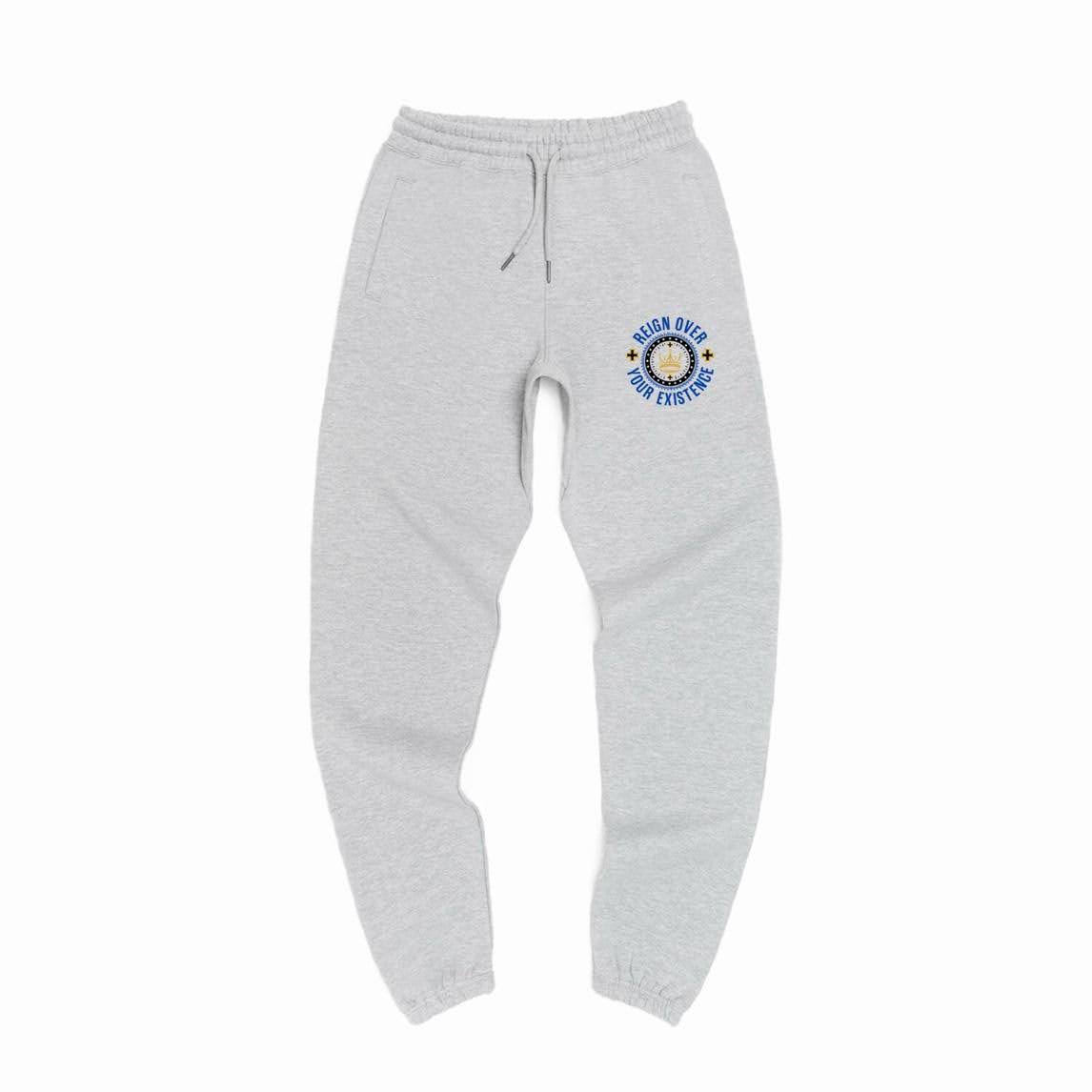 A pair of sweatpants with an image on the front.