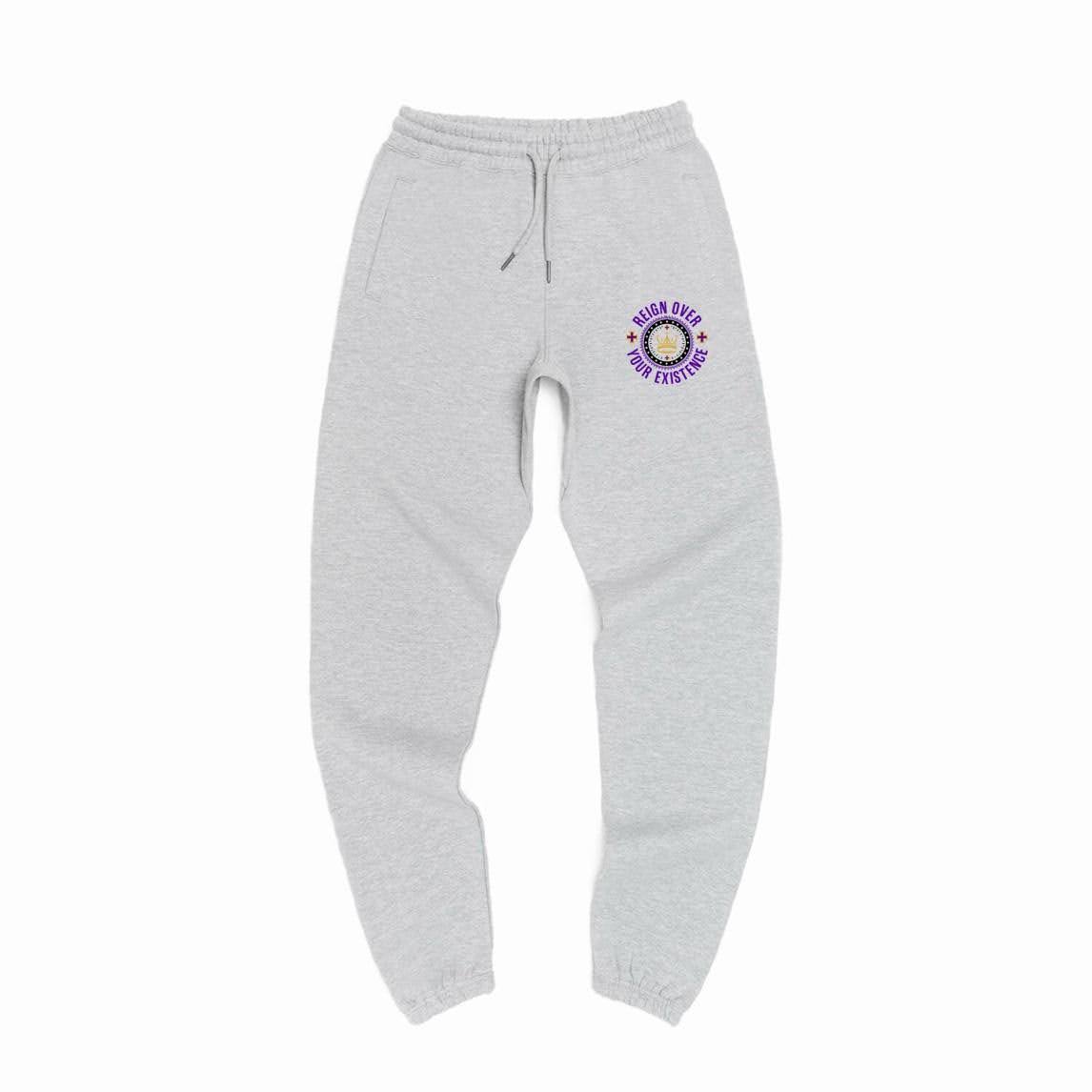 A pair of sweatpants with the logo of a donut.