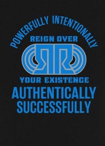 A black shirt with blue lettering on it.