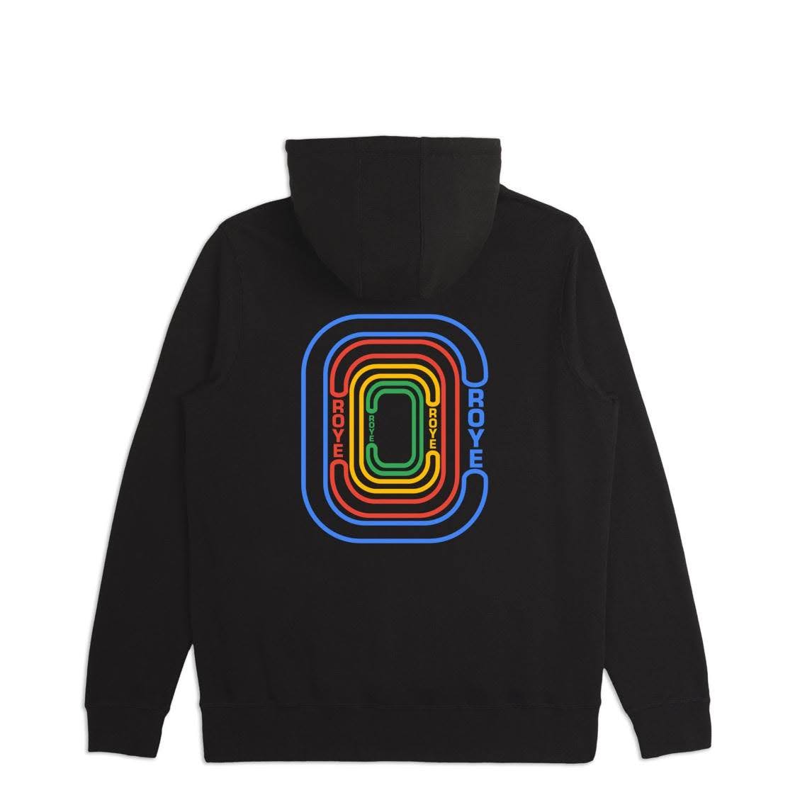 A black hoodie with the letter o on it.