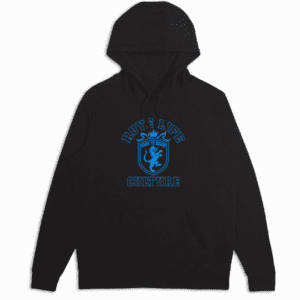 Front view of Roye Life Culture Regal Fleece Hoodie with Regal design, Date to Reign streetwear