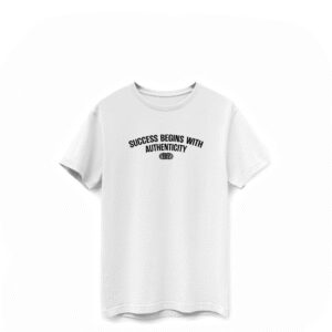 Roye Life Road To Success White Short Sleeve Tee featuring ‘Success Begins With Authenticity’ Reflection Logo front design.