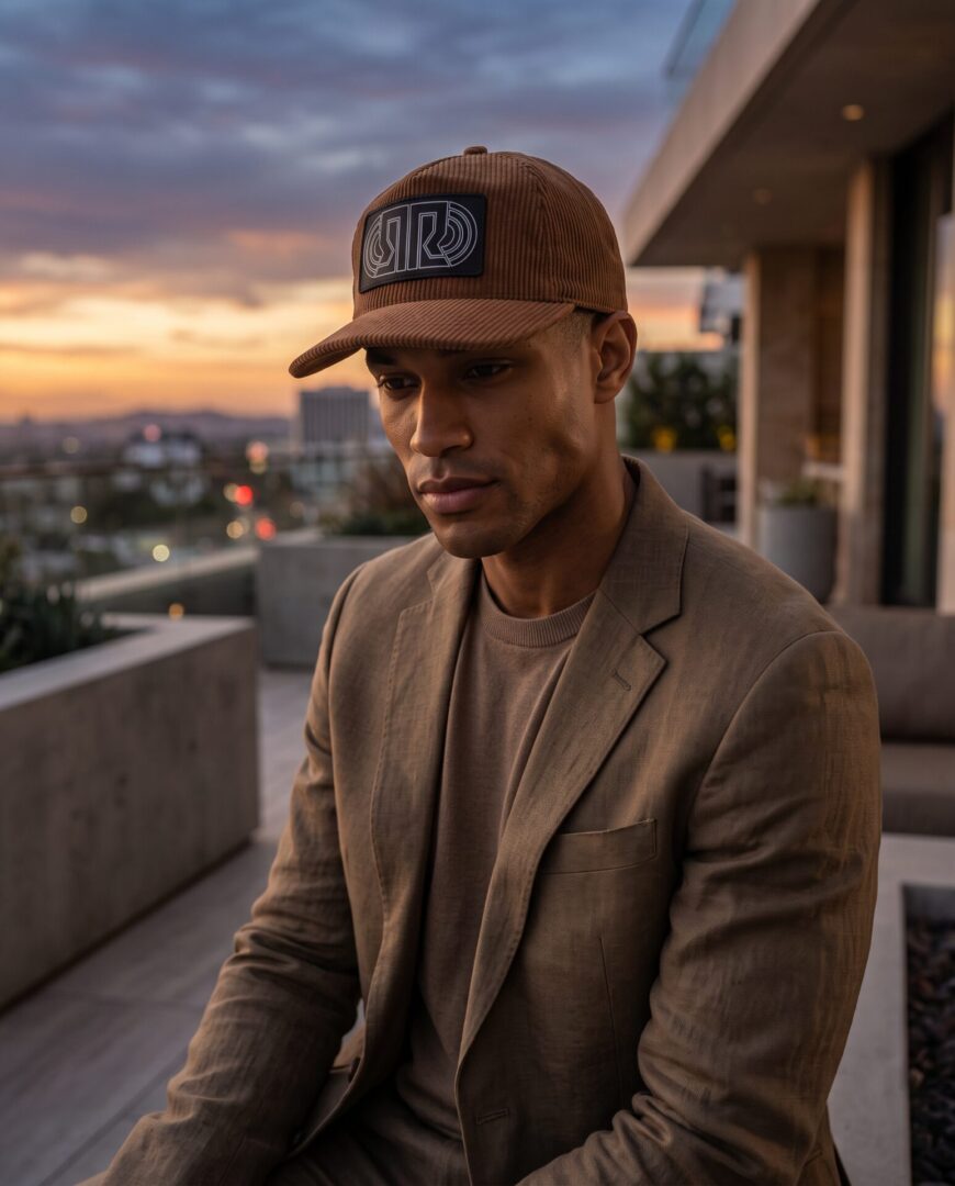 Firefly_Gemini Flash_Create a premium lifestyle hero image of a warm brown–skinned male model seated in a 589188